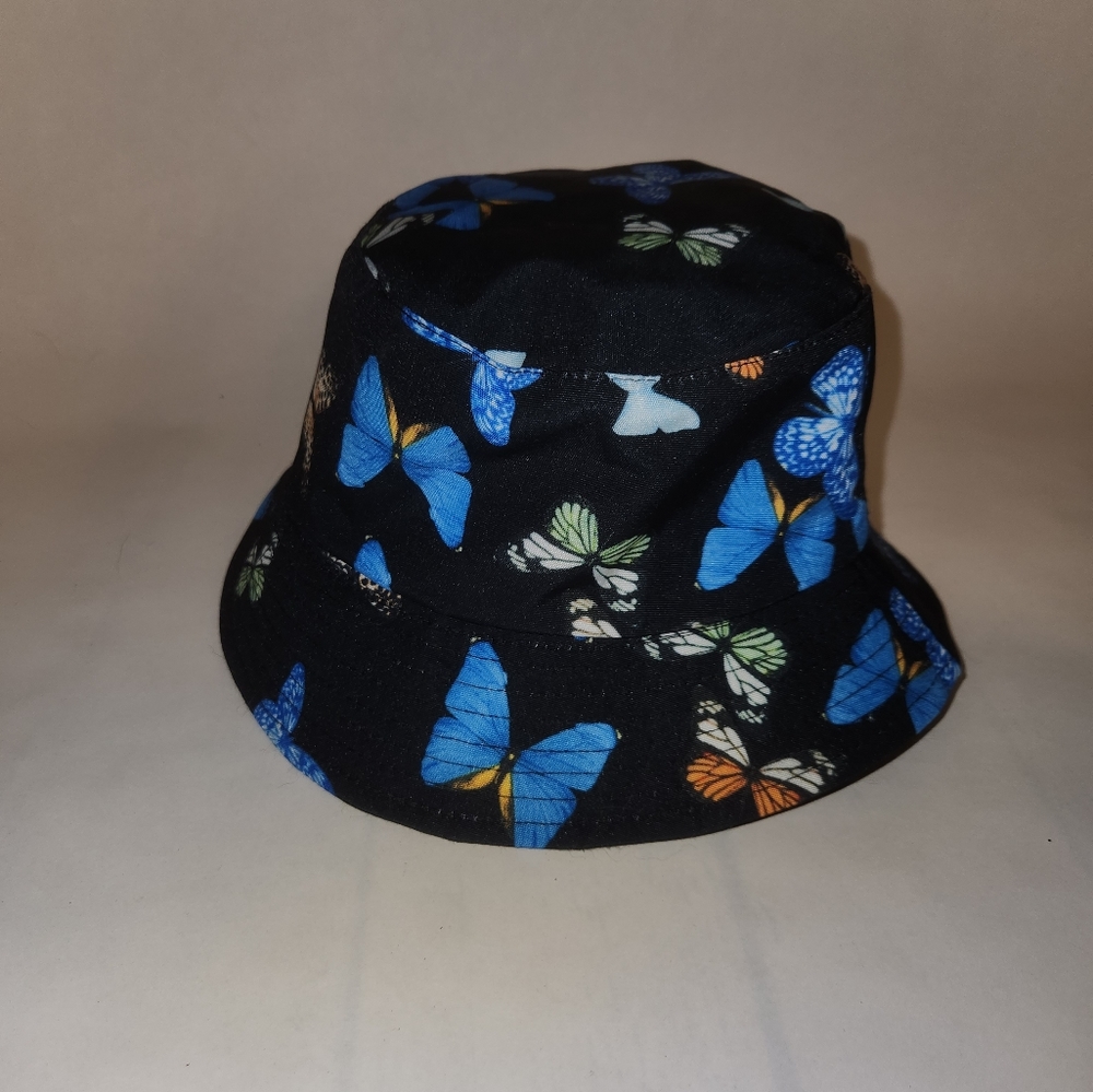 Blue butterfly bucket hat